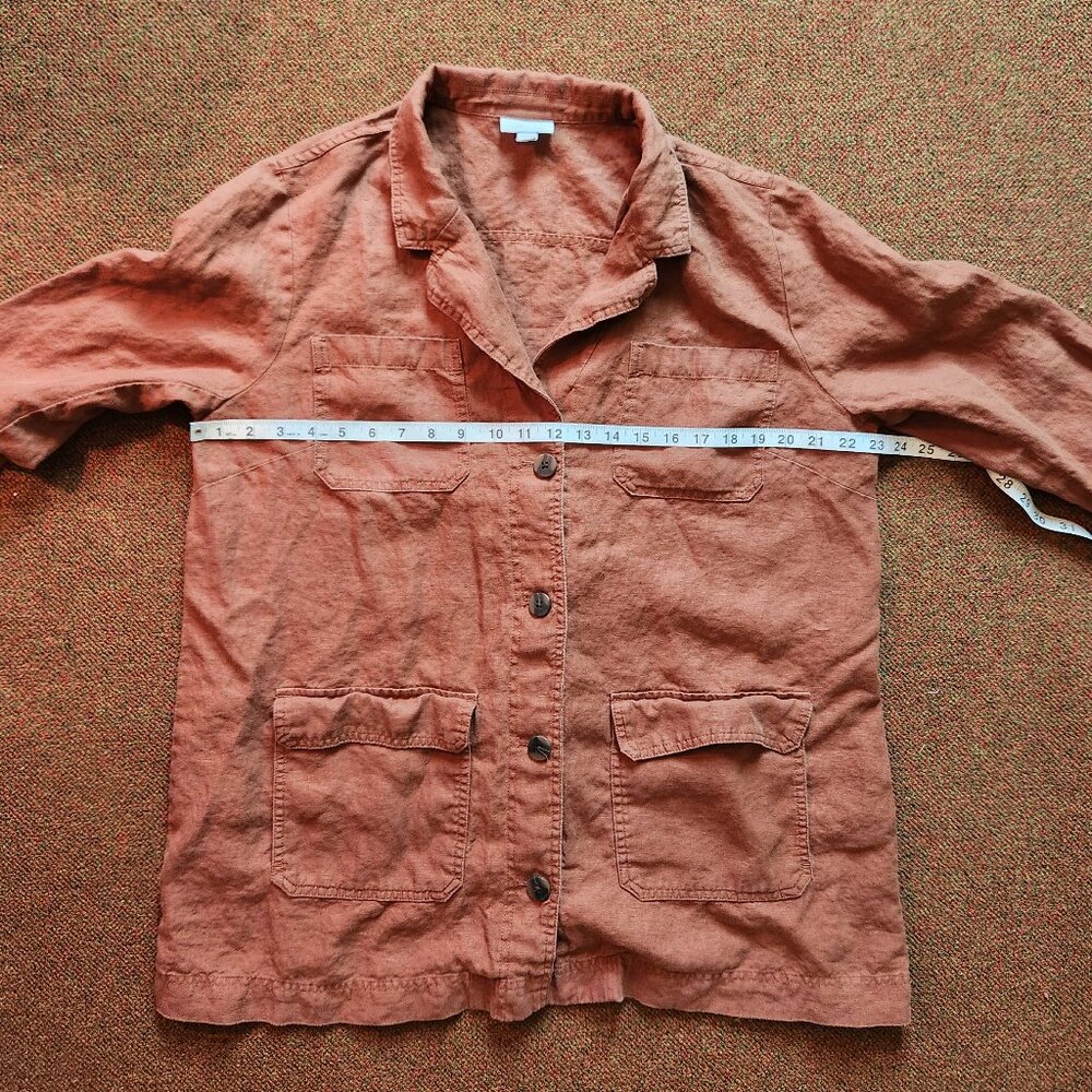 J Jill Brown Linen Duster Overcoat - Picture 6 of 7